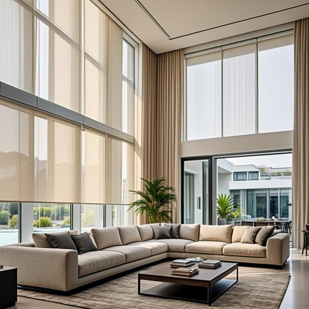 Cortinas e persianas motorizadas automatizadas em apartamento de luxo em São Paulo com controle por smartphone e voz - Automação Residencial SP