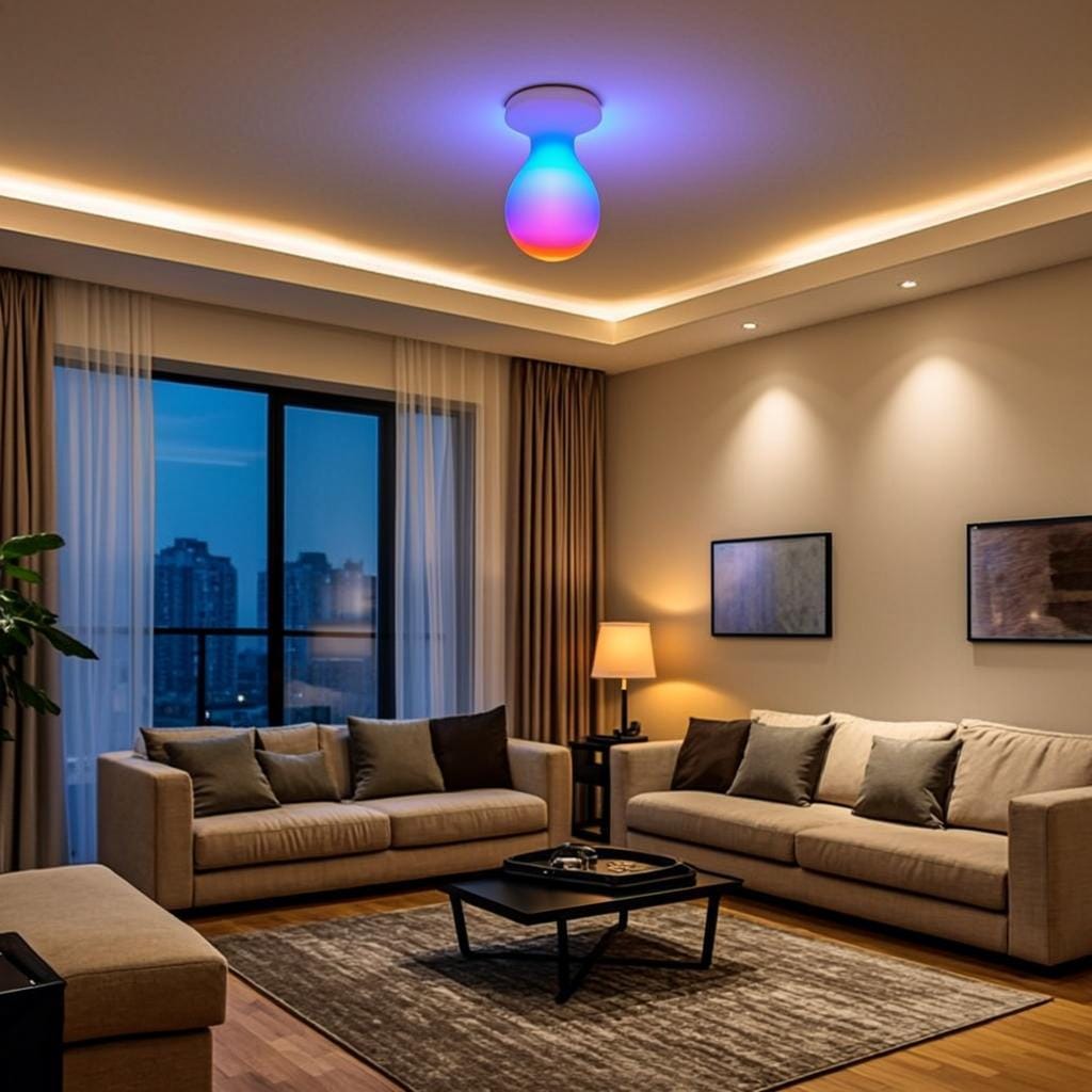 Sistema de iluminação inteligente com lâmpadas LED controladas por aplicativo smartphone em residência de luxo em São Paulo - Automação Residencial SP