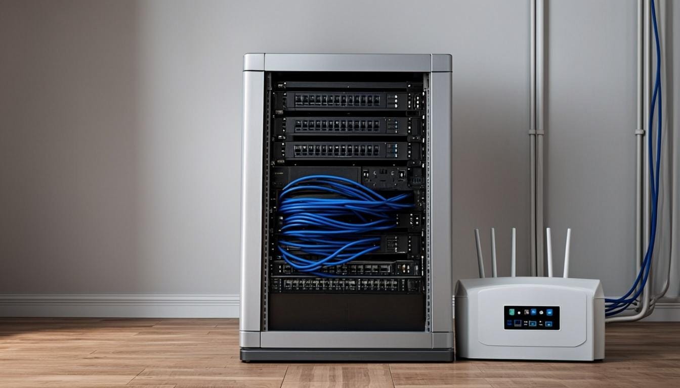 Sistema de internet cabeada e Wi-Fi mesh de alta performance em residência moderna de São Paulo - Automação Residencial SP