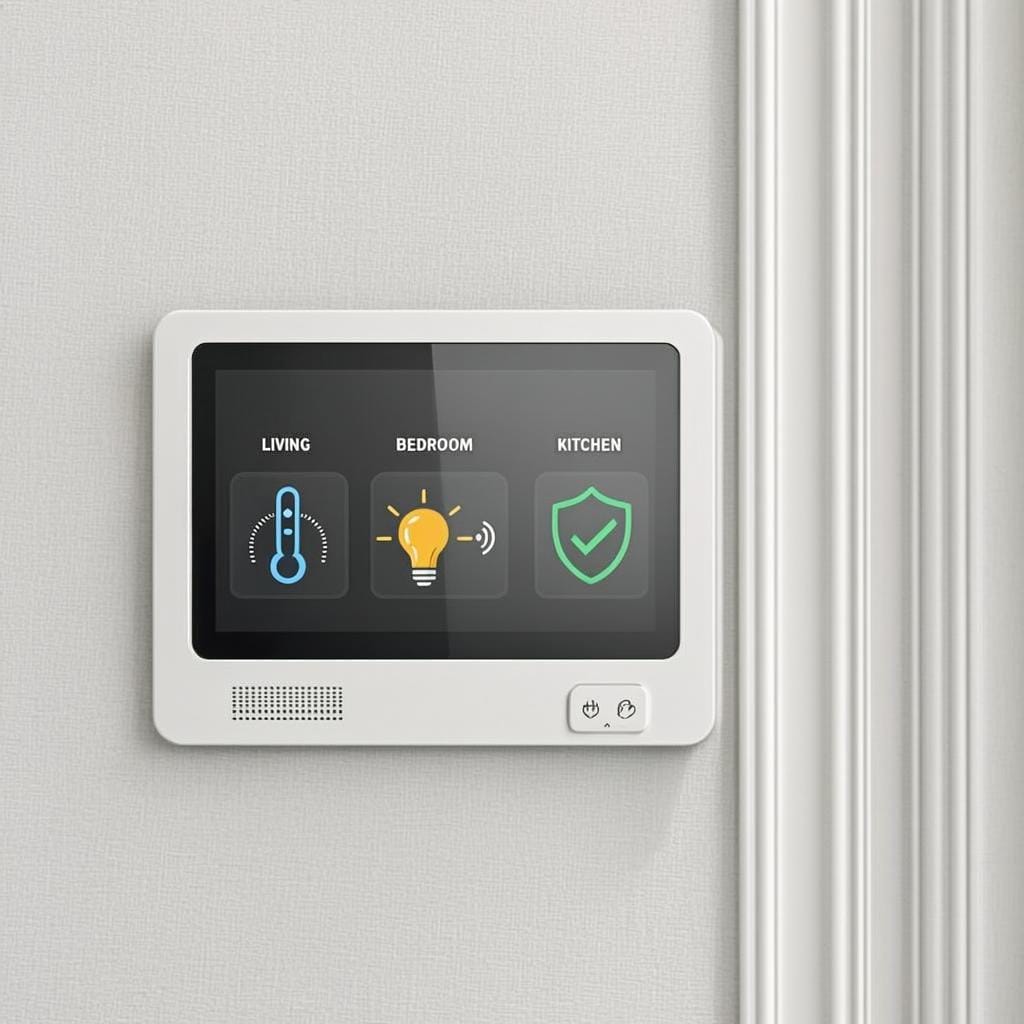 Painel de controle centralizado touch screen para automação residencial com dashboard inteligente em residência de São Paulo - Automação Residencial SP